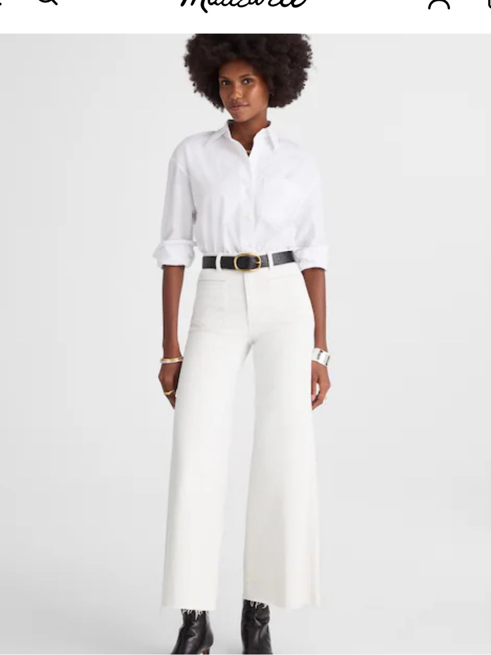 Madewell NWT flared crop Wide-Leg High-Rise Jeans vintage ivory women’s size 33